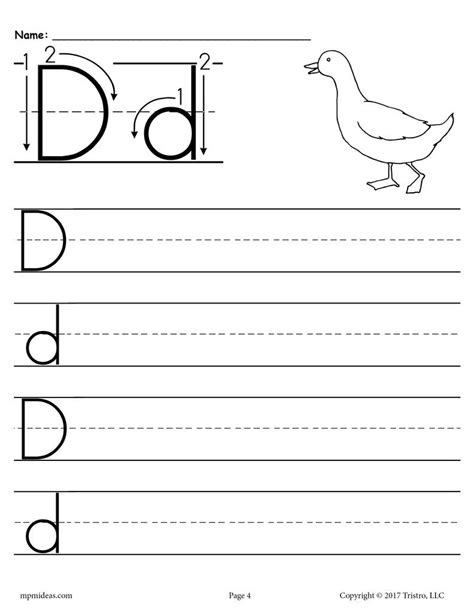 Make amazing d'nealian style handwriting practice worksheets. Printable Letter D Handwriting Worksheet! - SupplyMe