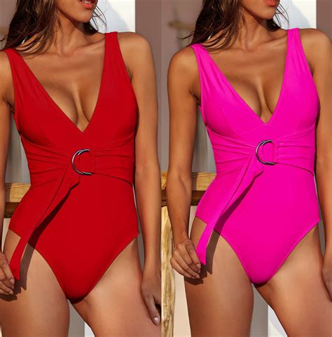 Womens High Cut Monokini Swimsuit Underwire Belted One Piece Bathing Suits China Swimsuit And
