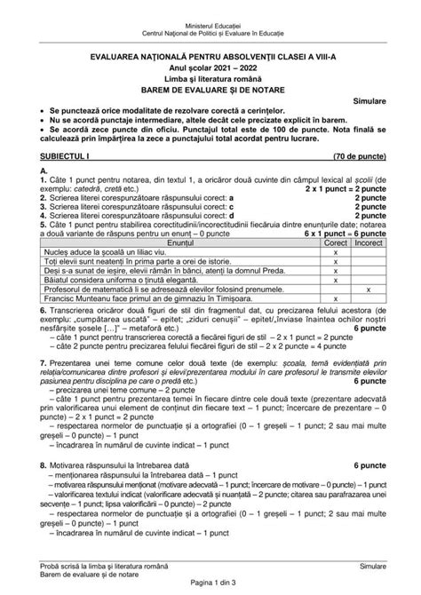 Subiecte Evaluare Nationala 2022 Romana Clasa 8 Rila Media