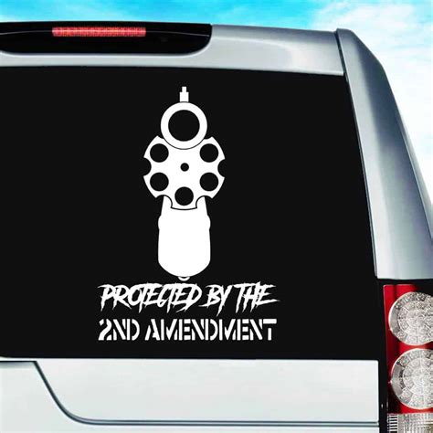 Protected By The 2a 2nd Amendment Gun Pistol Vinyl Car Decal Sticker
