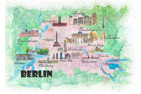 Berlin Deutschland Illustrierte Karte Mit Hauptstraßen