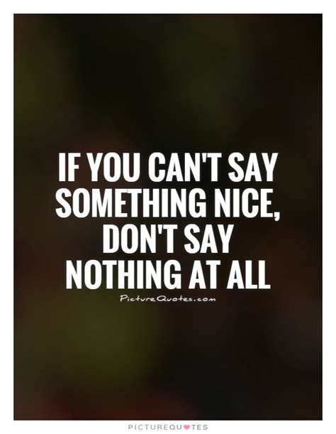 If You Cant Say Something Nice Dont Say Nothing At All