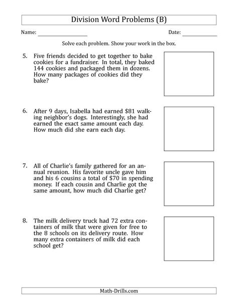 5th Grade Multiplication And Division Word Problems Explore Worksheet