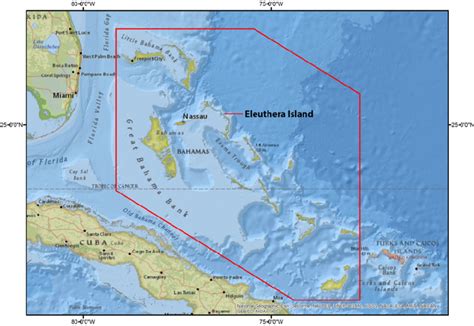 Map Of The Bahamas Highlighting The Location Of Eleuthera Island