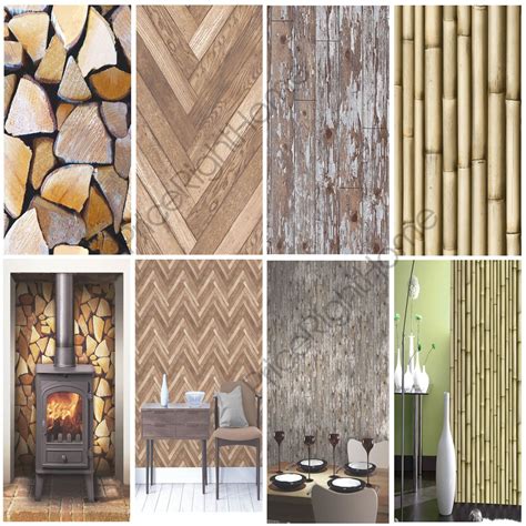 Modern Wooden Wood Wallpaper Feature Wall Whole Room Various Designs