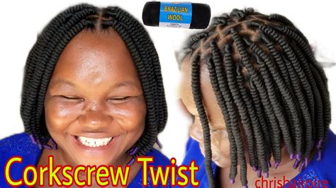 How To Twist African Corkscrew Brazilian Wool Bob Hairstyle Coboko Threadingchrishairpire