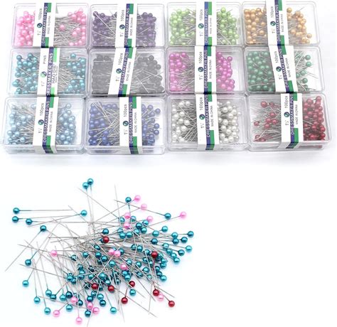 Hitefu 1200pcs Sewing Pins Multicolor Pearlized Ball Head