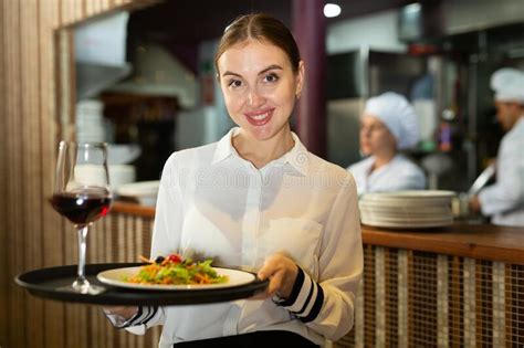 Portrait Of Waitress Ready To Serving Meals Stock Image Image Of