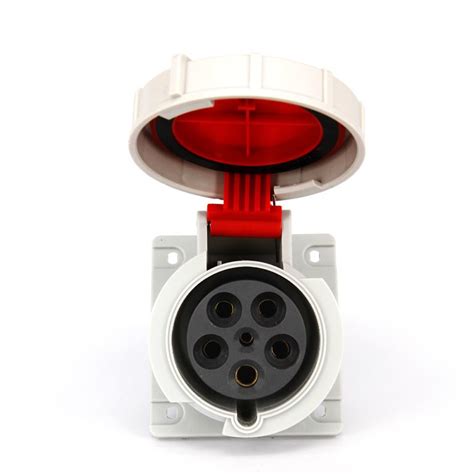 Iec 60309 Cee Wall Mounted Socket Outlet Angle 3 Pin 63a 200 250v