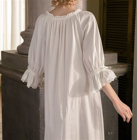 White Cotton Plus Size Vintage Victorian Nightgown Edwardian Etsy