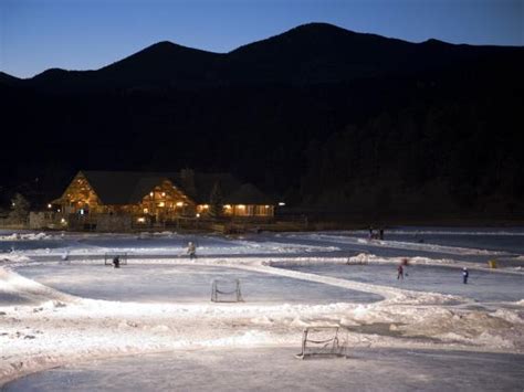 Ice Skating And Hockey On Evergreen Lake Colorado Usa Photographic
