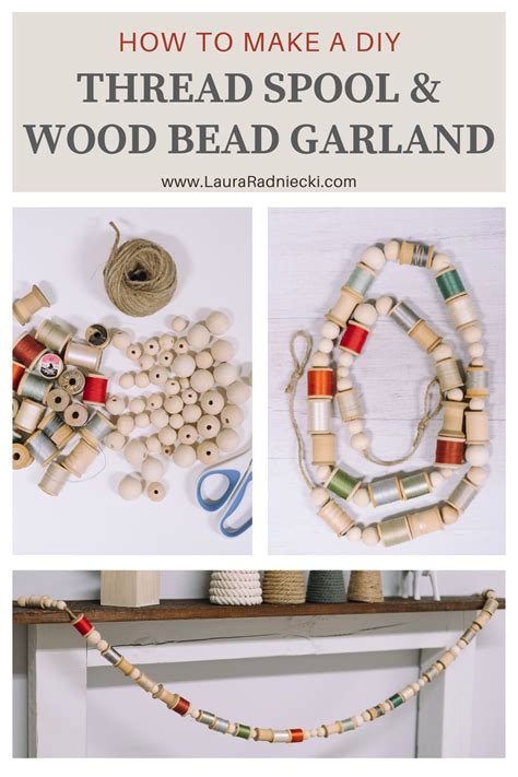 Diy Thread Spool And Wood Bead Garland For Christmas