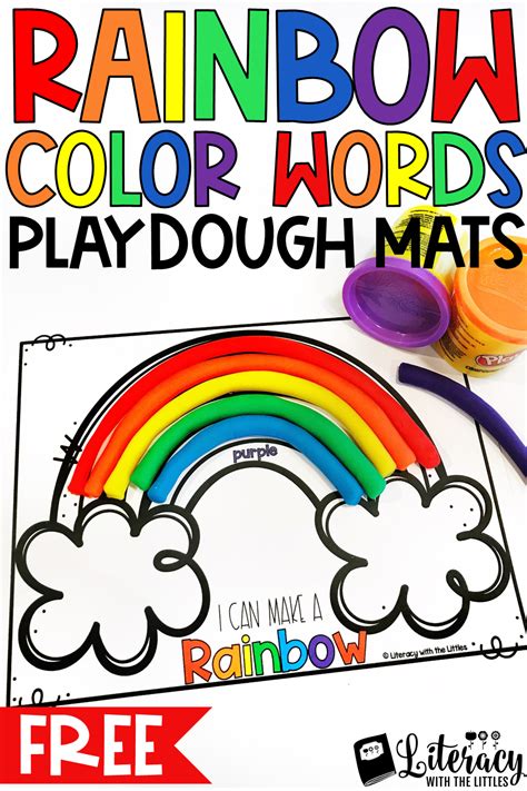 Rainbow Color Words Playdough Mats