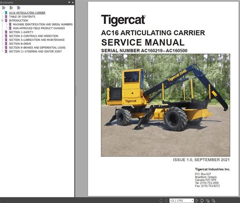 Tigercat Artucalting Carrier Ac Operator And Service Manuals