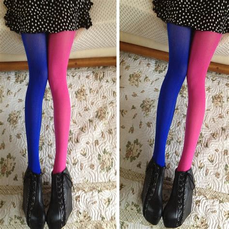 Women Patchwork Footed Tights Stretchy Pantyhose Stockings Elastic Two