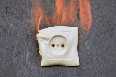 Naked Flame In Premises Ignitions Of Socket In Power Supply Stock Image Image Of Electrician