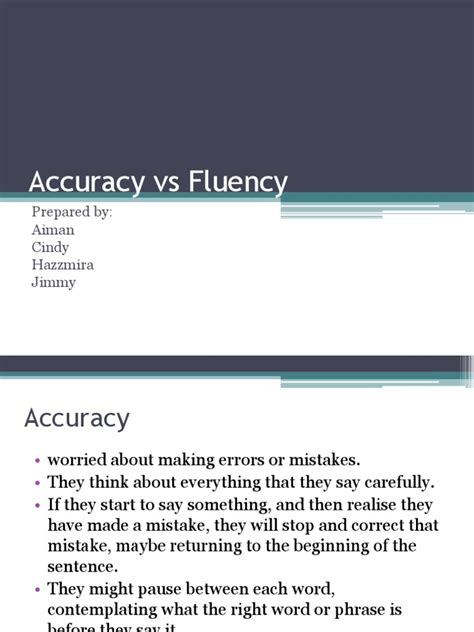 Accuracy Vs Fluency Pdf Fluency English Language