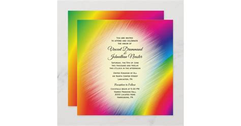 Bright Rainbow Wedding Invitations Zazzle
