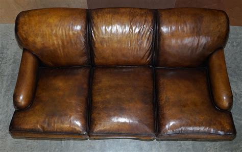 Stunning Vintage Fully Restored Hand Dyed Brown Leather Howards And Son