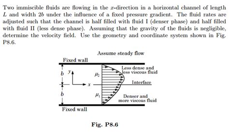 Solved Two Immiscible Fluids Are Flowing In The X Direction