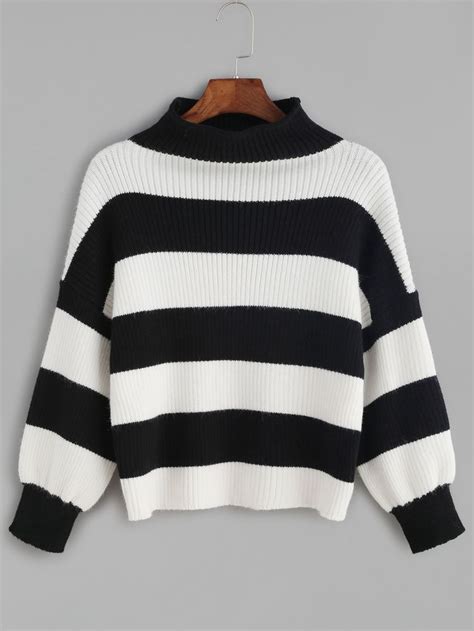 Black And White Striped Ribbed Knit Crop Sweater Sweater Refashion