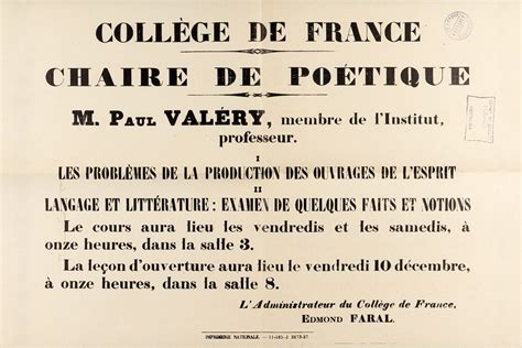 Valéry Ou La Littérature Collège De France