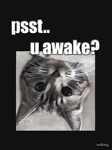 Psst U Awake Cat Meme T Shirt By Tuffkitty Redbubble