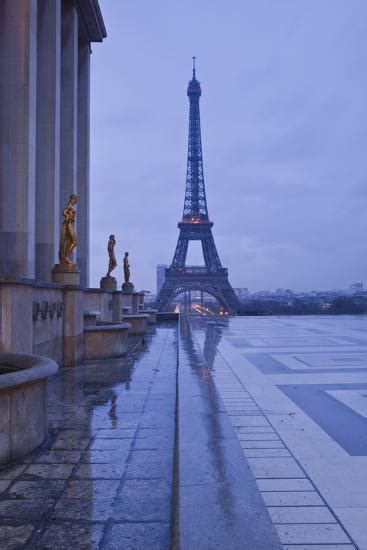 The Eiffel Tower Under Rain Clouds Paris France Europe