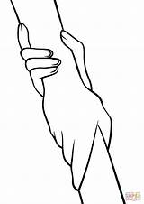 Helping Hands Coloring Hand Drawing God Printable Clipart Drawings Main sketch template