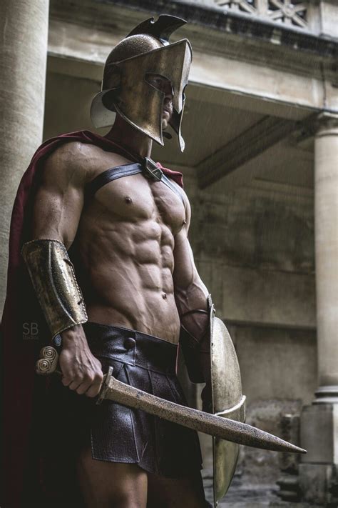 an epic 300 spartan movie inspired cosplay photo shot at the roman baths in bath england