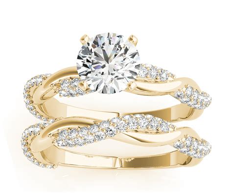Interlocking Twisted Diamond Engagement Ring Setting 18k Yellow Gold 080 Ct