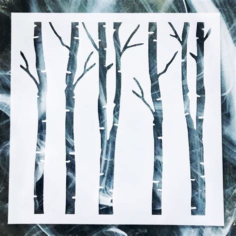 Birch Trees Stencil Reusable Trees Stencil Home Decor Etsy