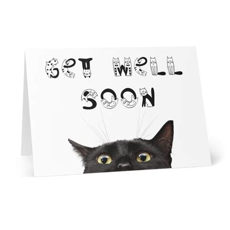 Get Well Soon Card With Black Cat Etsy