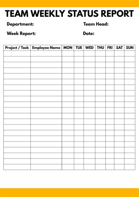 Team Weekly Status Report Template Postermywall