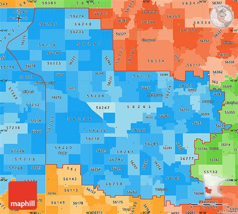 Political Shades Simple Map Of Zip Codes Starting With 562