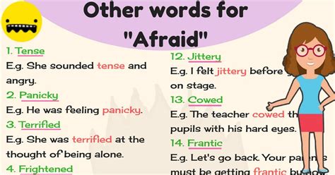 Other Words For Afraid In English Esl Buzz