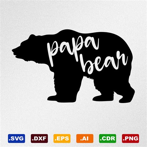 Papa Bear Svg Dxf Eps Ai Cdr Vector Files For Silhouette Etsy