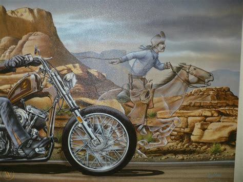 Framed Ghost Rider Canvas By David Mann Riding A Harley Davidson 1790047307