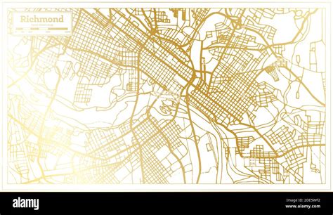 Richmond Usa City Map In Retro Style In Golden Color Outline Map
