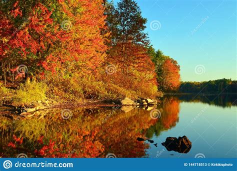 Autumn Calm On A New England Lake Stock Image Image Of Landscape
