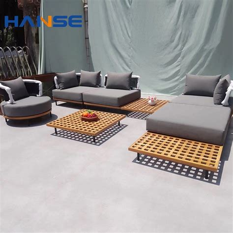 High End Luxury Garden Furniture Set Teak Wood Outdoor Modern Sofa