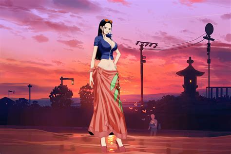 910194 Blue Eyes Nico Robin Standing Anime Girls Boobs Sky Looking At Viewer Anime