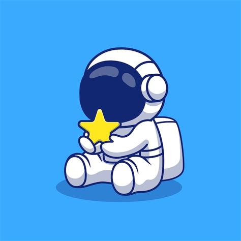 Premium Vector Cute Astronaut Holding Star Cartoon Illustration