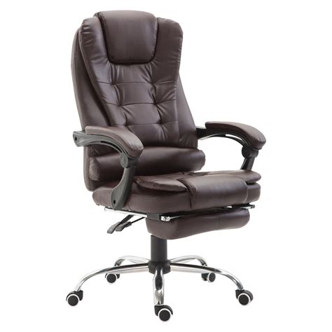 Hbada ergonomic office recliner chair 9. HOMCOM Recliner PU Office Chair W/Footrest-Brown
