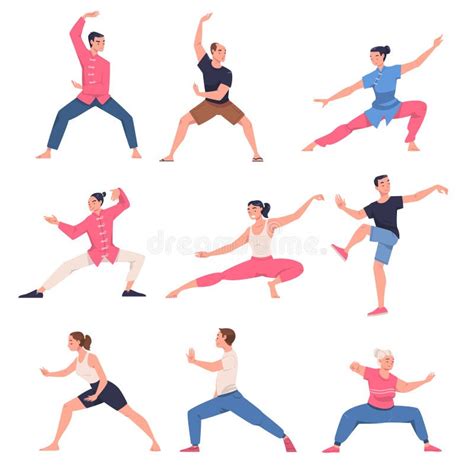 People Character Practicing Tai Chi And Qigong Exercise As Internal