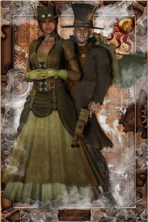 Steampunk Couple Original Artwork Print Asb Print 0003 3000 The