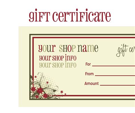 Gift Certificate Template Printable