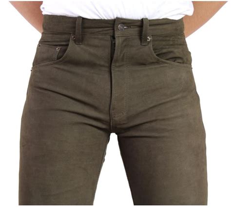 Lederhose Ricano 501 Lederjeans Büffel Nubukleder braun