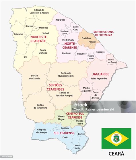 Ceara Administrative And Political Map With Flag Arte Vetorial De Stock E Mais Imagens De