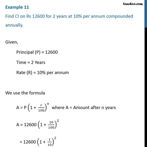 The Compound Interest On Rs 12600 For 1 Year At 20 Per Annum